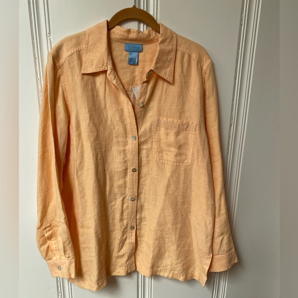 Ladies NWT Linen Sigrid Olsen Ginger Peach Top or Jacket
